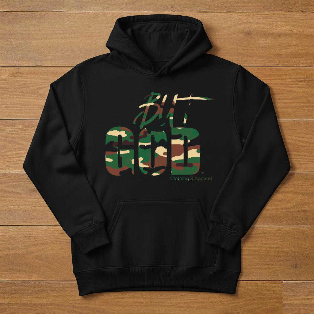 But God Camo Hoodie ( Black/Army Green)