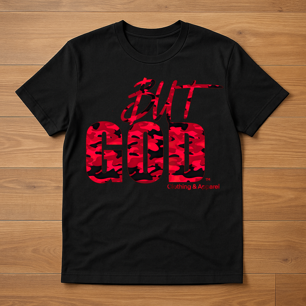 But God Camo T-Shirt (Black/Red)